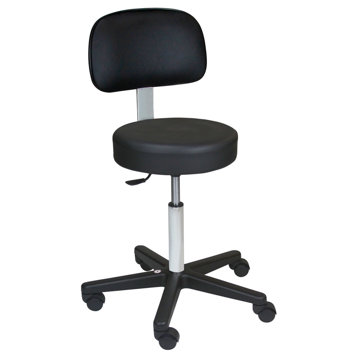 Blickman Economy Pneumatic Exam Stools - Black Composite Base with Backrest