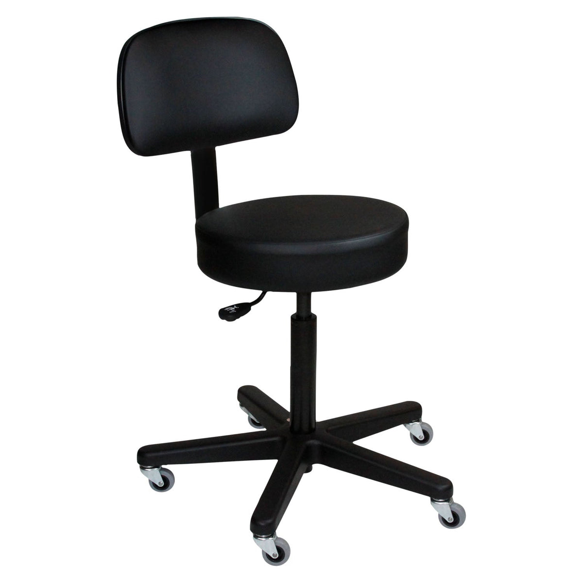 Blickman Pneumatic Exam Stools - Black Composite Base with Backrest
