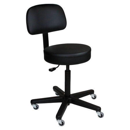 Blickman Pneumatic Exam Stools - Black Composite Base with Backrest