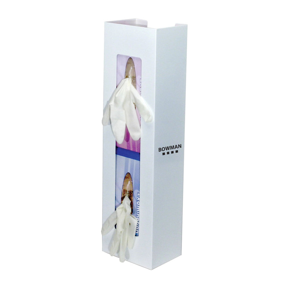 Marketlab Bowman Vertical Glove Dispensers - Double Box - White Powder Coated Steel