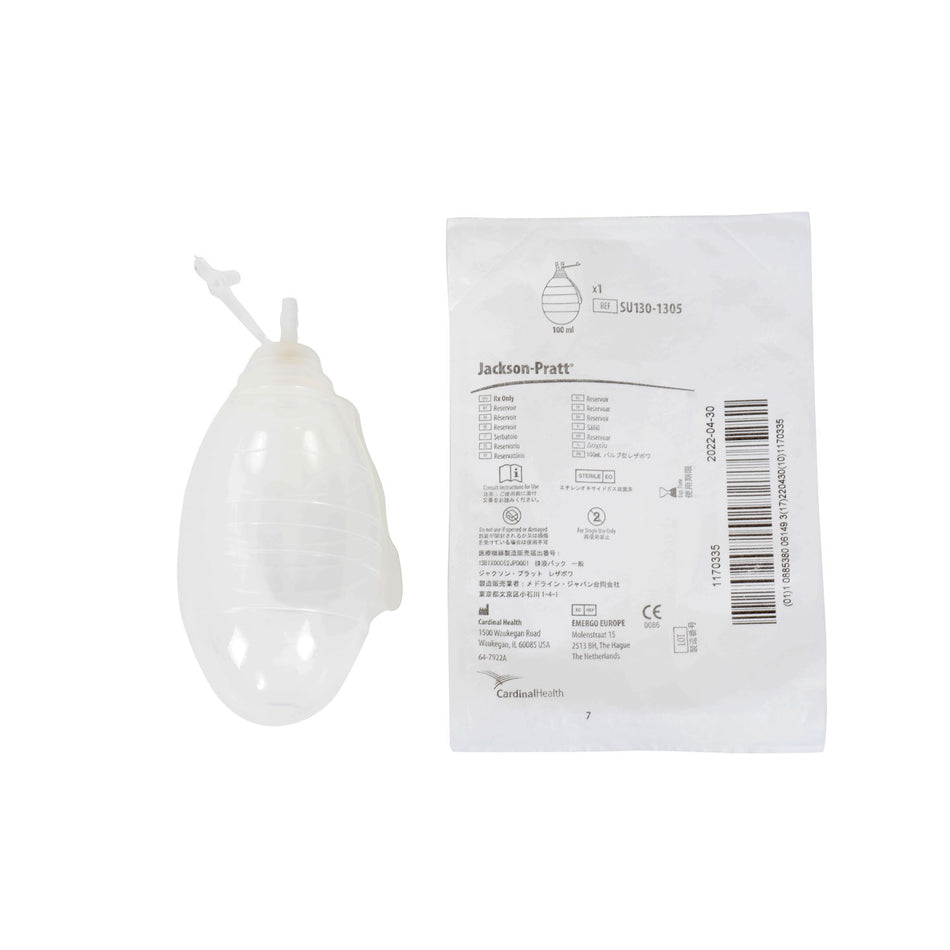 Cardinal Health Jackson-Pratt 100CC Silicone Bulb Reservoir Kits with Flat Drains - With Trocar, 10MM - 3/4 Perforation