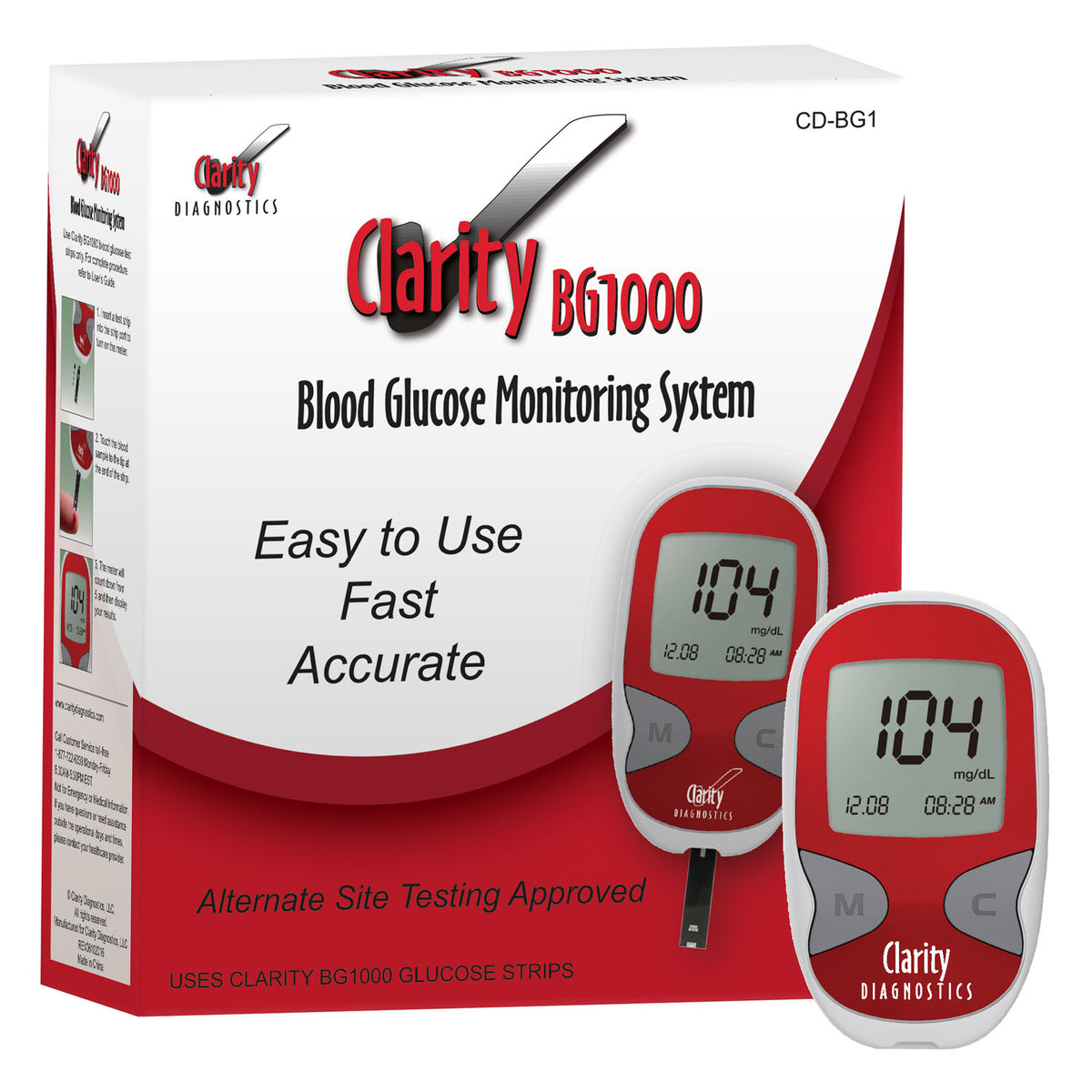 Clarity Diagnostics Glucose - BG1000 Blood Meter Kit