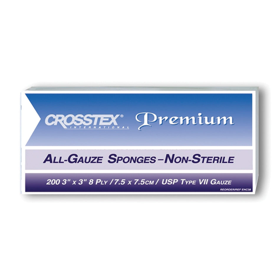 Crosstex All Gauze Premium Non-Sterile Sponges - 3" x 3", 8-Ply