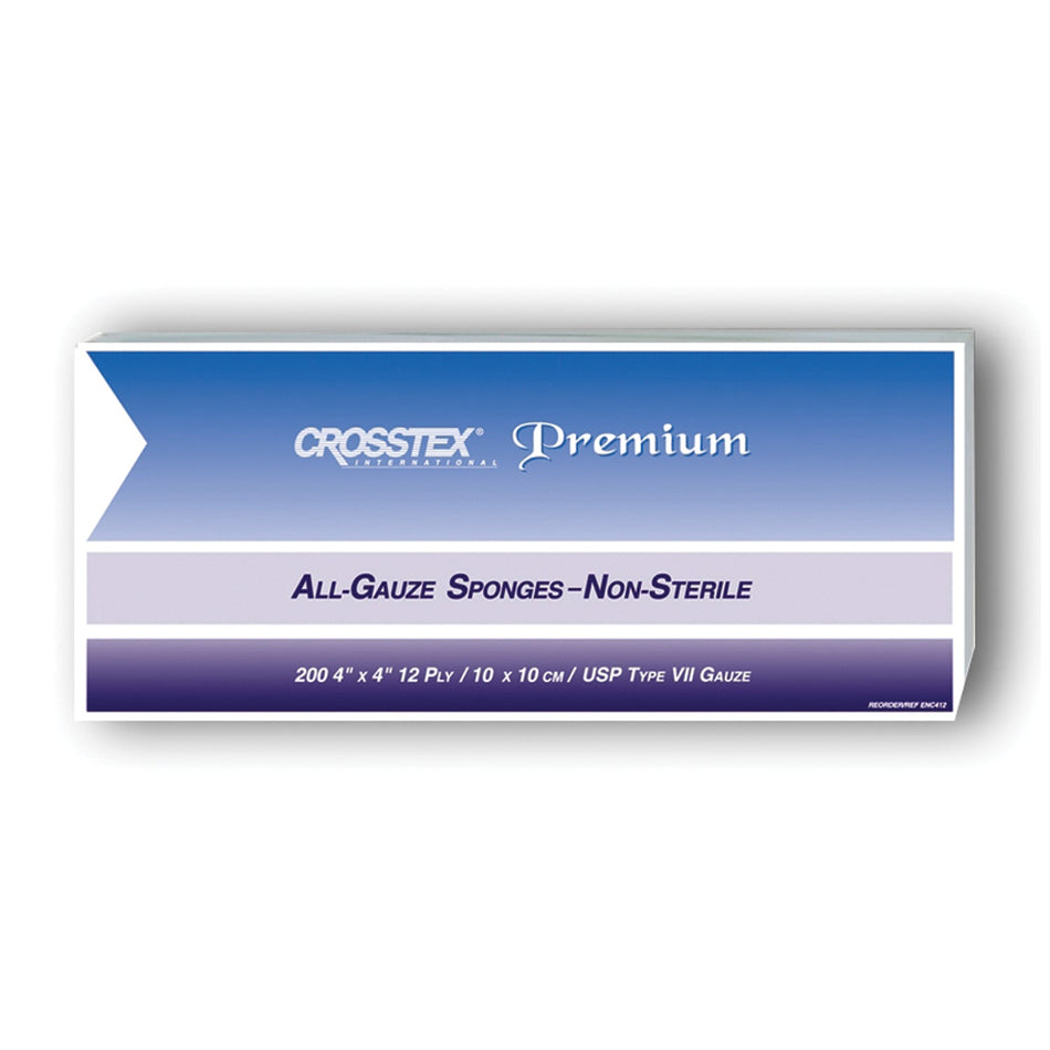 Crosstex All Gauze Premium Non-Sterile Sponges - 4" x 4" - 12 Ply
