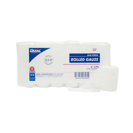 Dukal Rolled Gauze - Non-Sterile, 2-Ply, 12 RL/Bg