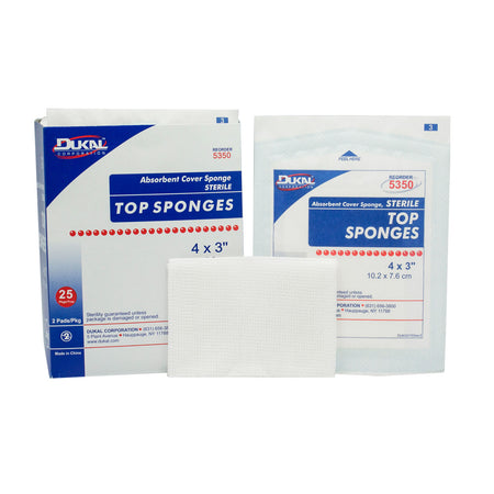 Dukal Top Sponges - Non-Woven Facing Cover Sponge - Sterile