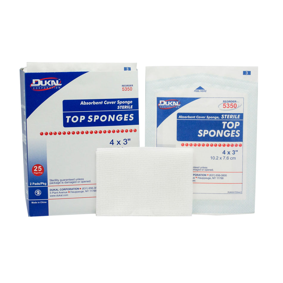 Dukal Top Sponges - Non-Woven Facing Cover Sponge - Sterile
