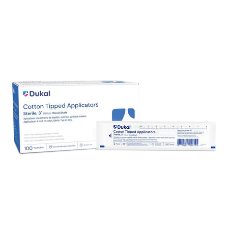 Dukal Cotton Tipped Applicators - Sterile with Wooden Shaft (3" Tip)