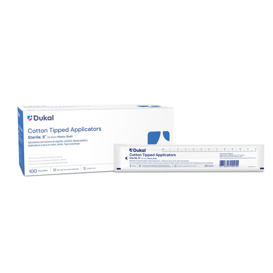 Dukal Cotton Tipped Applicators - Sterile, Plastic Shaft
