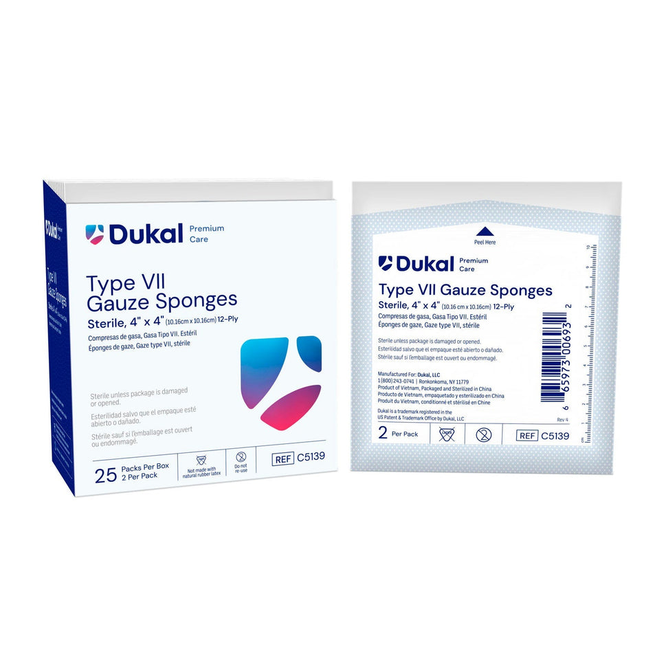 Dukal Calibertm Gauze Sponges - Sterile 4" x 4" - 12-Ply