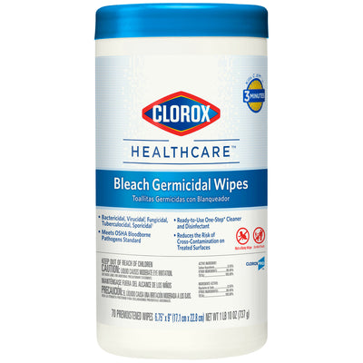 Clorox Healthcare Bleach Germicidal Cleaners - Wipes (6.75 x 9, 70/Can)