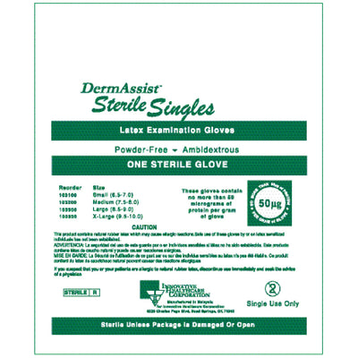 Innovative Dermassist Powder-Free Sterile Latex Exam Gloves - Singles