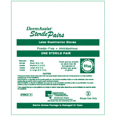 Innovative Dermassist Powder-Free Sterile Latex Exam Gloves - Pairs