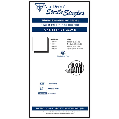 Innovative Nitriderm Sterile Powder-Free Nitrile Exam Gloves - Singles