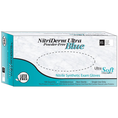 Innovative Nitriderm Ultra Blue Nitrile Synthetic Powder-Free Non-Sterile Exam Gloves (XX-Large)