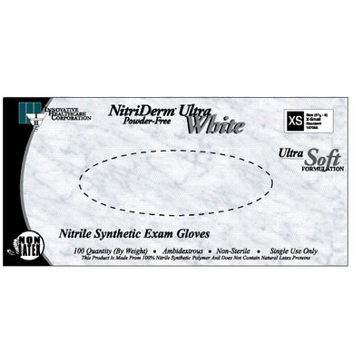 Innovative Nitriderm Ultra White Nitrile Synthetic Powder-Free Exam Gloves