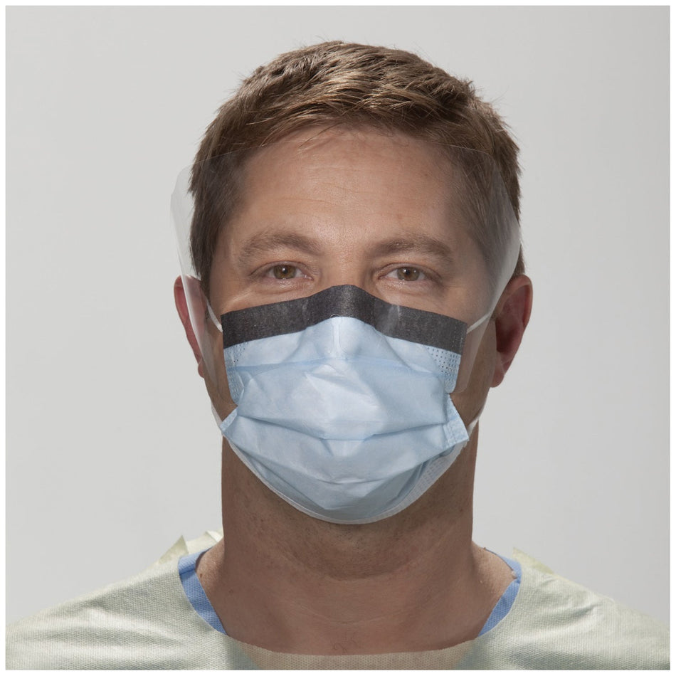 Halyard Fluidshieldtm Face Masks - Procedure Masks with Wraparound Visor (Blue)