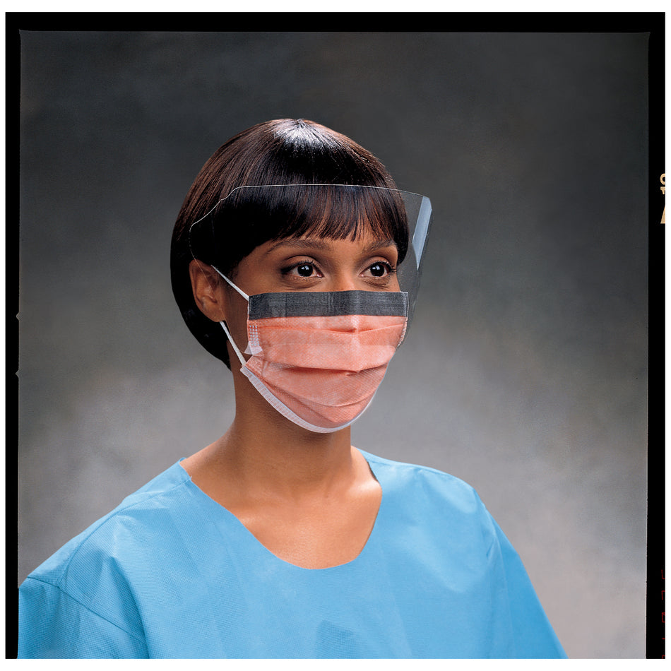 Halyard Fluidshieldtm Face Masks - Procedure Masks with Wraparound Visor (Orange)