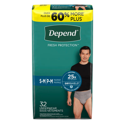 Kimberly-Clark Depend Protective Underwear - Maximum Absorbency for Men - Grey