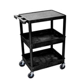 Luxor Flat Top Utility Carts - Top, Middle/Bottom Tub Shelves