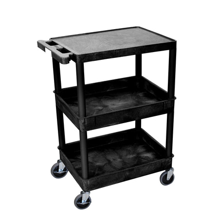 Luxor Flat Top Utility Carts - Top, Middle/Bottom Tub Shelves