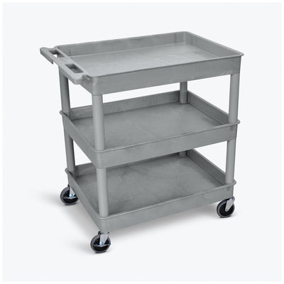 Luxor 3 Shelf Tub Cart - Heavy Duty Casters (32"W X 24"D X 37.25"H, 400LBS Capacity)