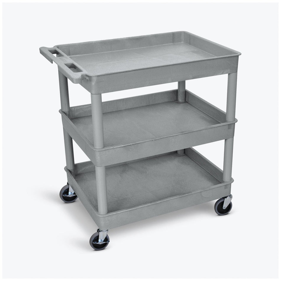 Luxor 3 Shelf Tub Cart - Heavy Duty Casters (32"W X 24"D X 37.25"H, 400LBS Capacity)