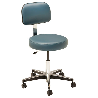 Mti Stool - Pneumatic Hand Operated - Chrome Base with Ergo Backrest - Ultra Upholstery