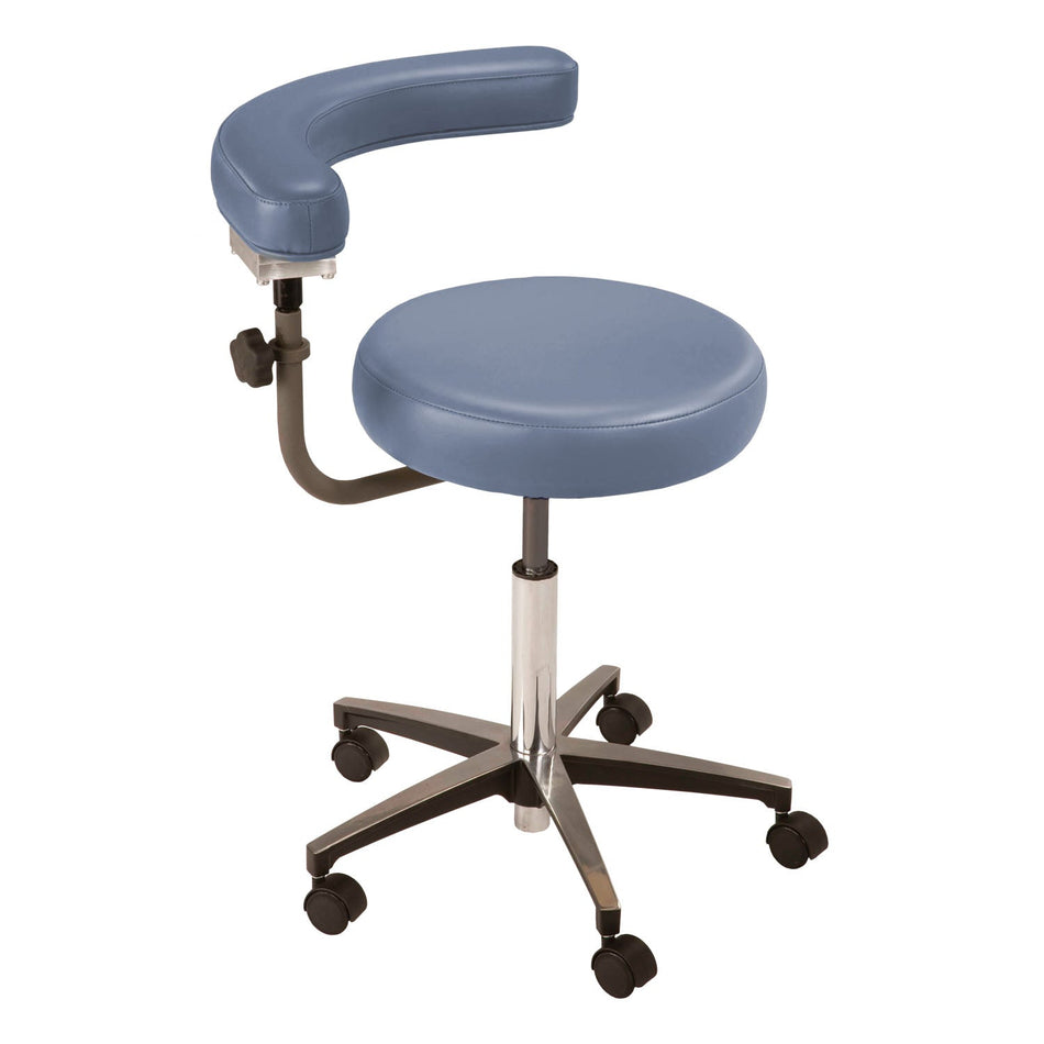 Mti Stool - Pneumatic Hand Operated - Chrome Base with Body Support - Premium Upholstery
