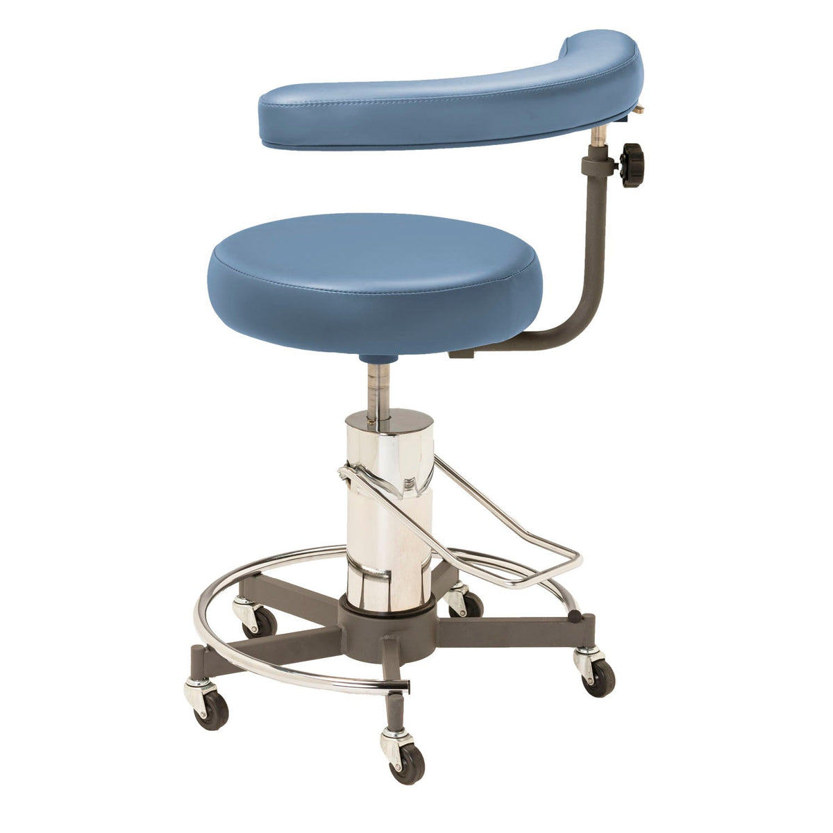 Mti Stool - Hydraulic Pump with Body Support (Premium Upholstery)