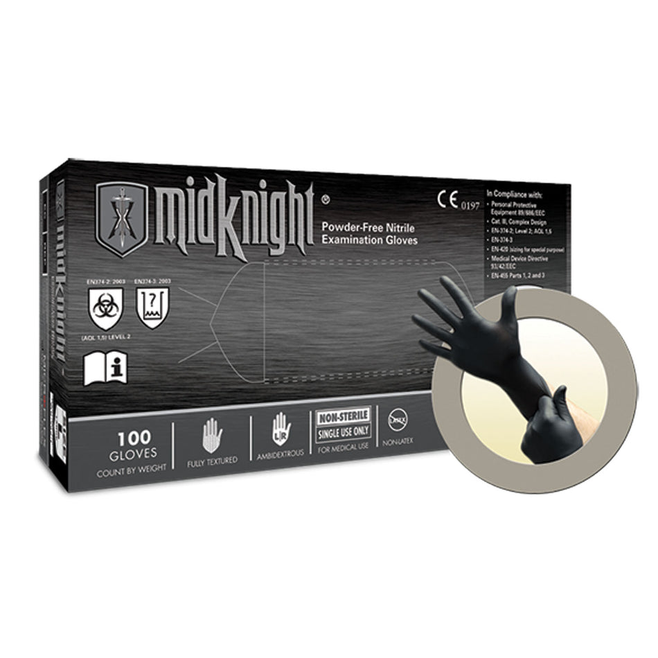 Ansell Microflex Midknight Powder-Free Nitrile Exam Gloves
