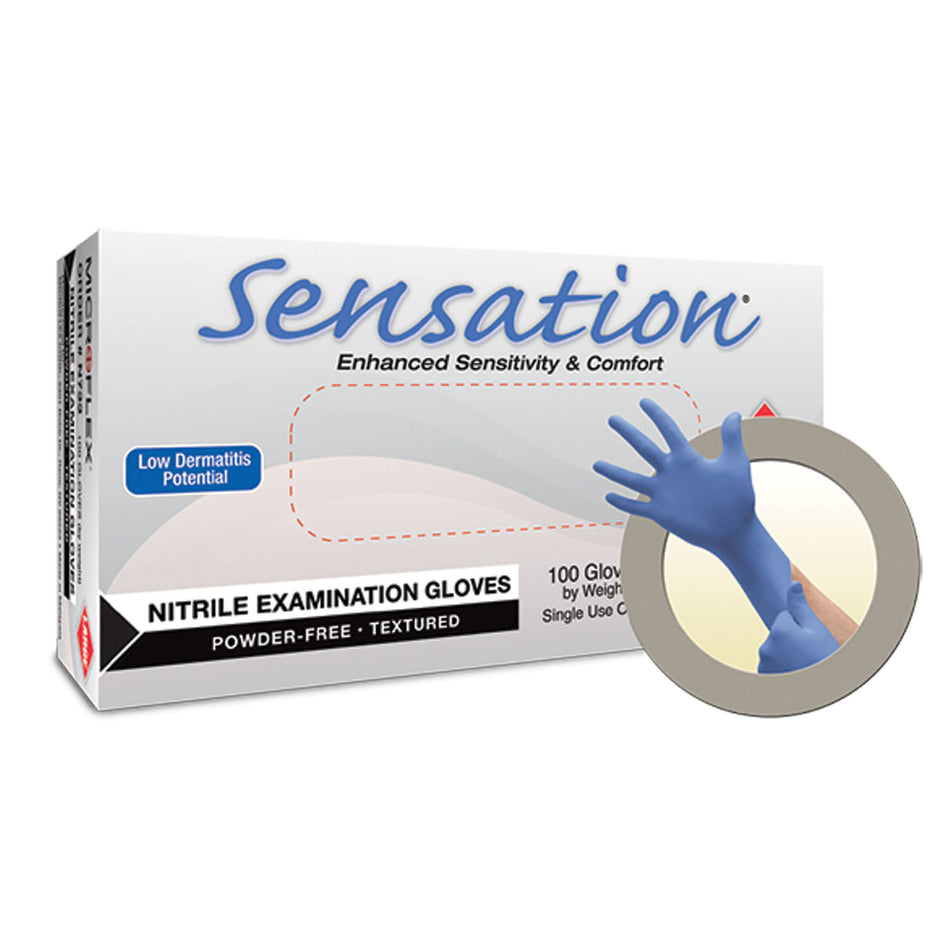 Ansell Microflex Sensation Powder-Free Nitrile Exam Gloves