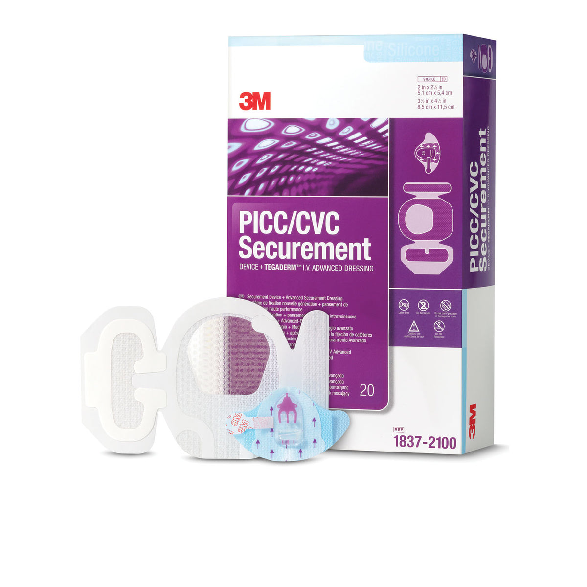 Solventum PICC/CVC Securement Device + Tegadermtm IV Advanced Securement Dressing - 3.5" x 4.5" Dressing