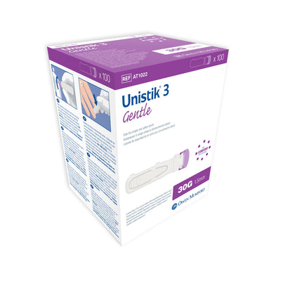 Owen Mumford Unistik 3 Pre-Set Single Use Safety Lancets - Gentle 30G
