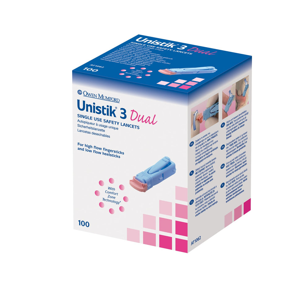 Owen Mumford Unistik 3 Pre-Set Single Use Safety Lancets - Dual 18G