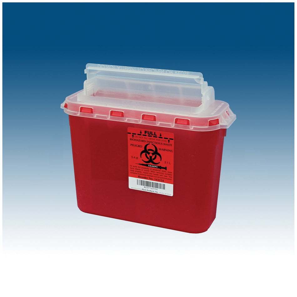 Plasti Wall Mounted Sharps Disposal System - Containers (5.4 Qt)
