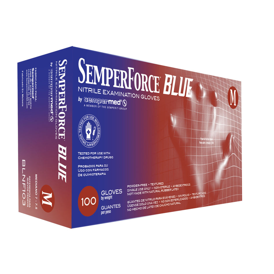 Harps USA Semperforce Nitrile Exam Powder Free Textured Glove - Blue