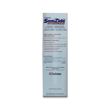 Safetec Sanizide Plus Germicidal Wipes - Boxed