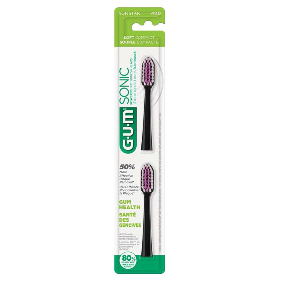 Sunstar Gum Sonic Power Toothbrush Brush Head Refills - Black Handle
