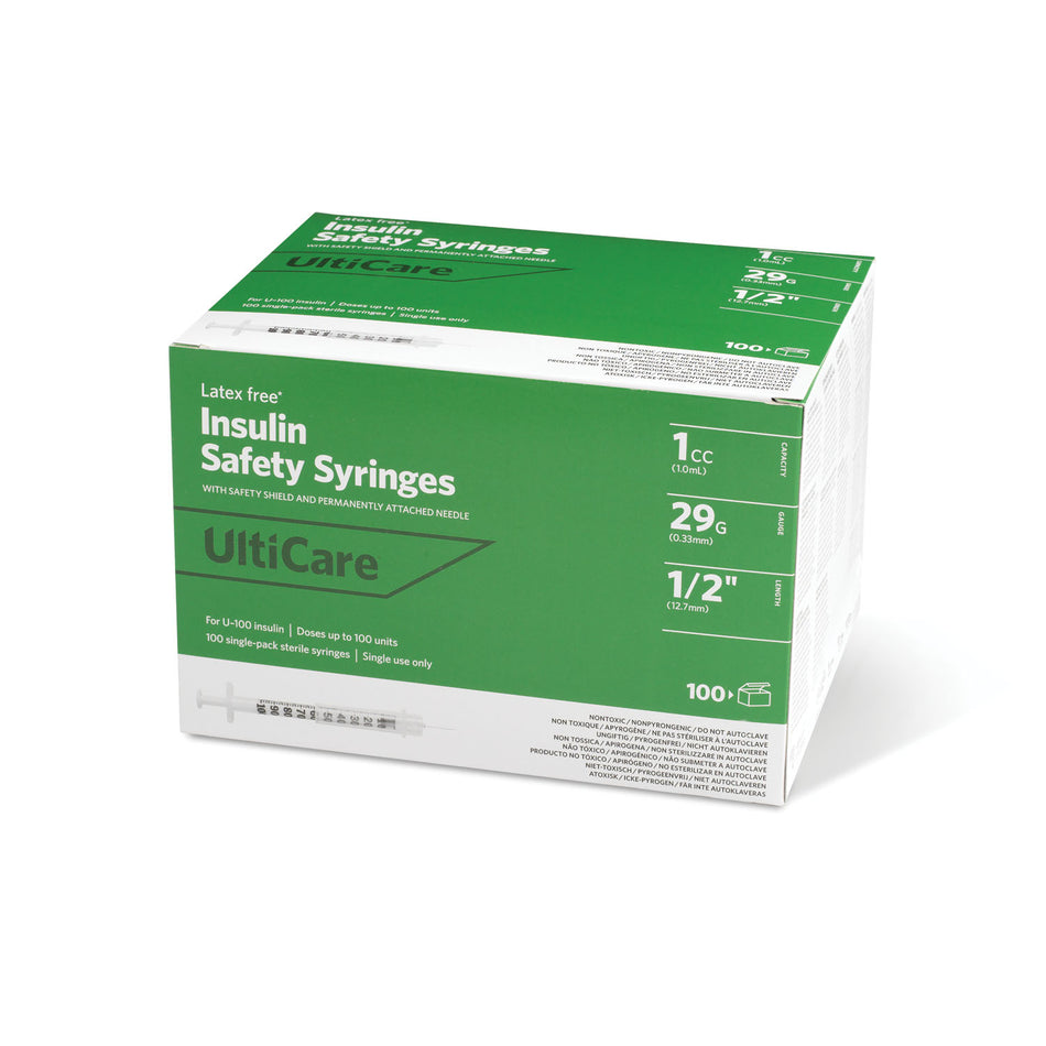 Ultimed Ulticare Insulin Fixed Needle Safety Syringes - 1CC, 29G