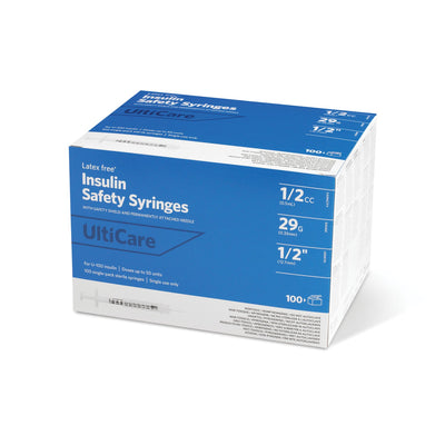 Ultimed Ulticare Insulin Fixed Needle Safety Syringes - 1/2CC, 29G