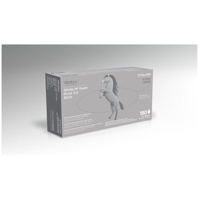 Ventyv Nitrile Powder Free Exam Glove Plus 3.5 (Stallion) - Black